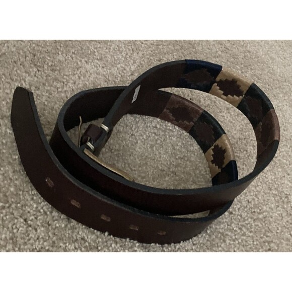 Old Ombu Pampa Leather Blue,Green,Tan & Brown Wax Thread Belt Adult Sz 105 40” L - Picture 11 of 12